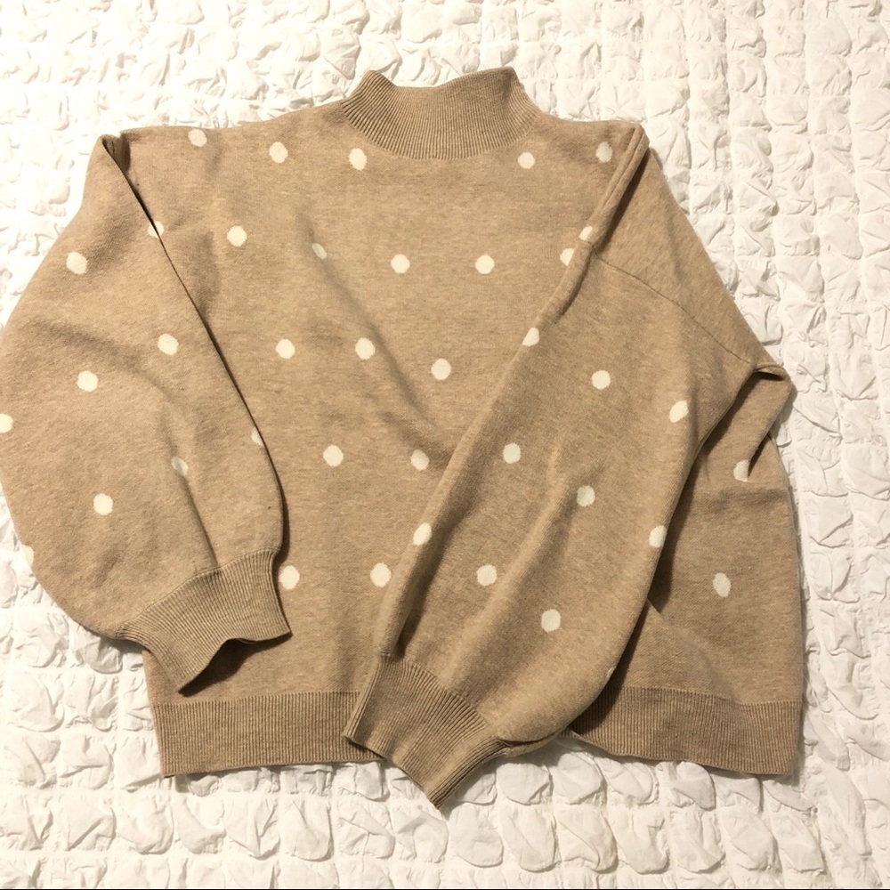 Tan and Cream Polka Dot Sweater